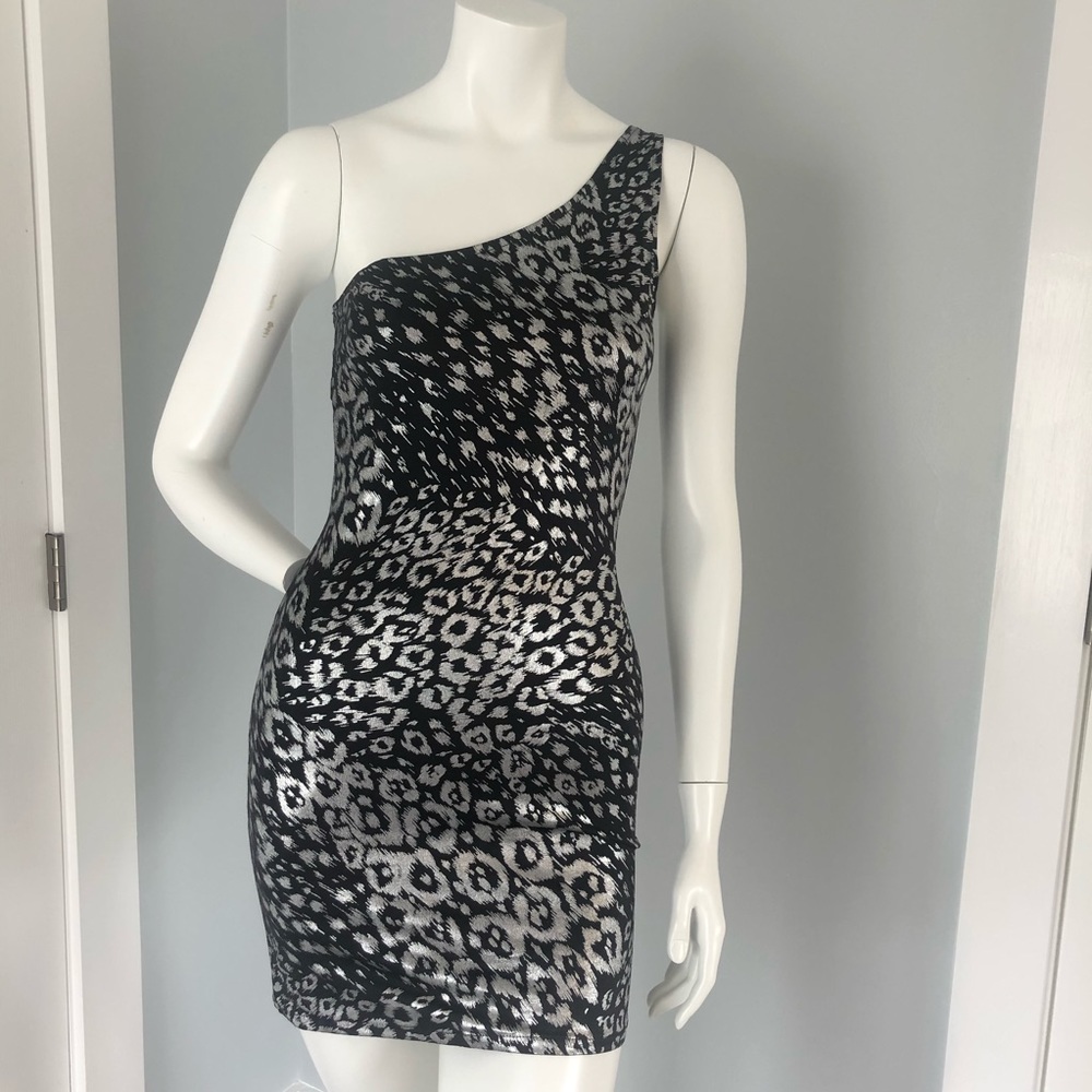 Vintage Asymmetrical Leopard Mini Dress